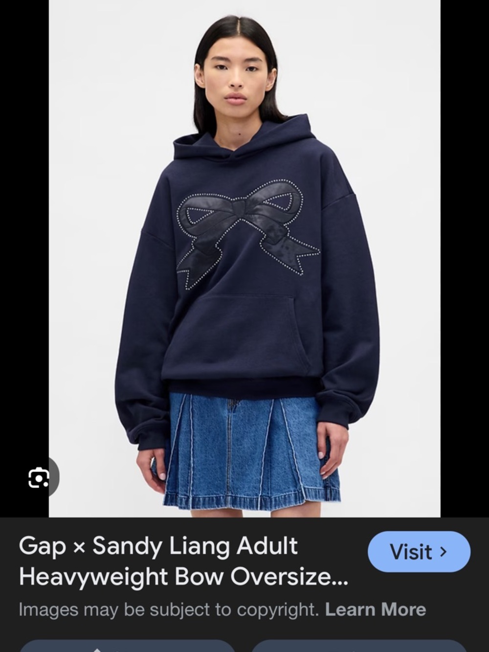 Sandy Liang x GAP navy bow hoodie